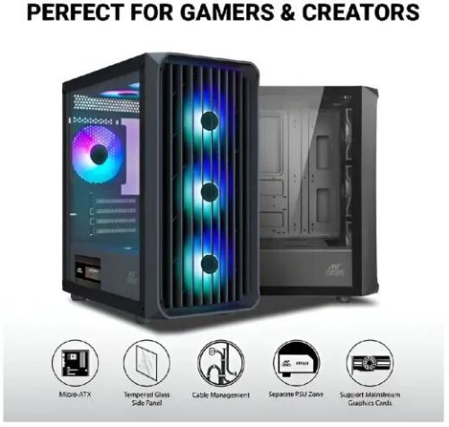 Ant Esports 205 Mini 6f Mid Tower Black CPU Cabinet