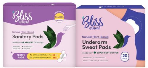 Organic Sanitary Pads Mix (xl and Xxl) With Bliss Natural Sweatpad Pack Of 10 Piece
