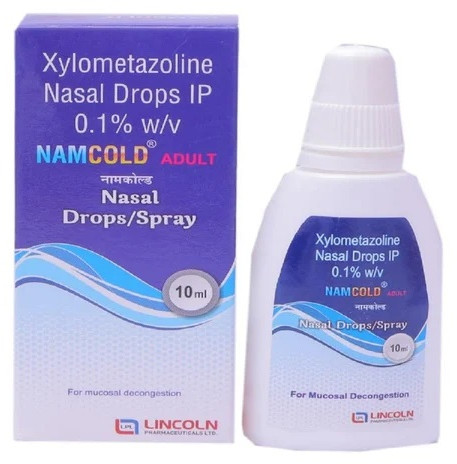 Nam Cold Xylometazoline Nasal Drops, Packaging Size : 10 Ml For Mucosal Decongestion