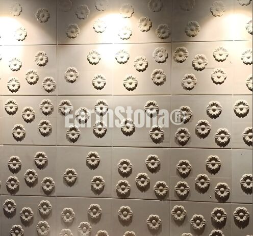 Flower Pattern Natural Stone Wall Carving