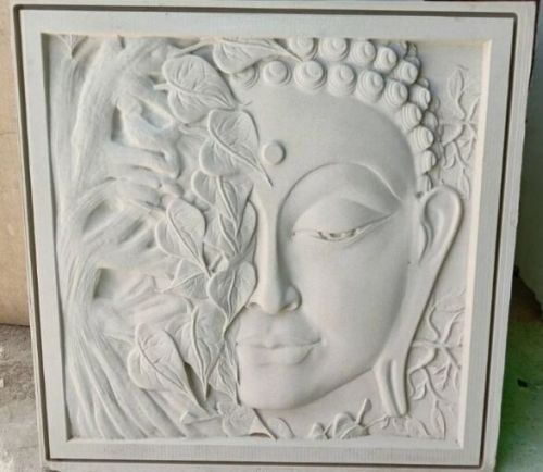 Half Face Buddha Stone Wall Mural