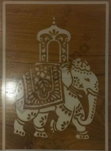 Wooden Royal Elephant Carved Inlay Work Wall Art