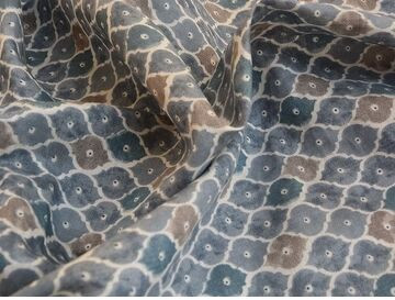 2.5 Meter Gray & Teal Geometric Premium Modal Chanderi Silk Fabric