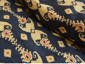 Blue & Cream Traditional Premium Modal Chanderi Silk Fabric