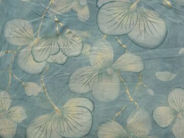 Blue & Light Golden Floral Pure Mul Mul Cotton Fabric