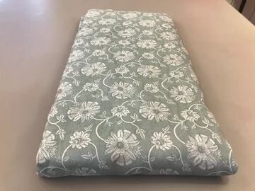 Gray Green Floral Viscose Muslin Silk Fabric