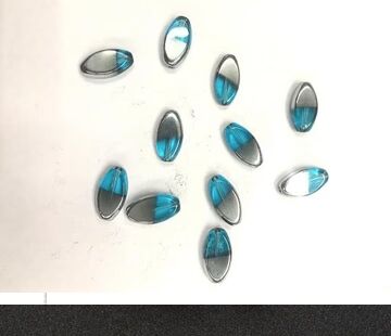 Light Blue Silver Oval Glass Beads- 9x17 Mm