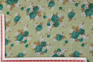 Light Green Printed Linen Fabric