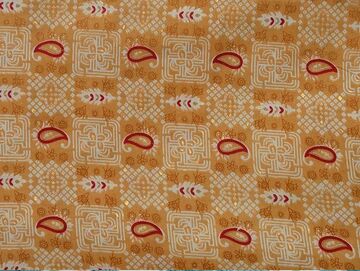 Light Mustard Yellow Abstract Digital Printed Slub Cotton Fabric