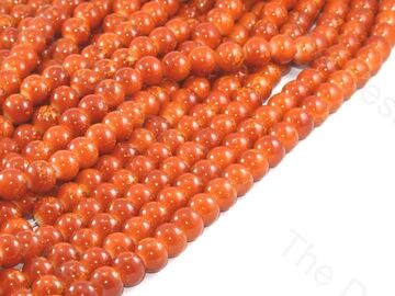 Orange Golden Designer Spherical Glass Pearl