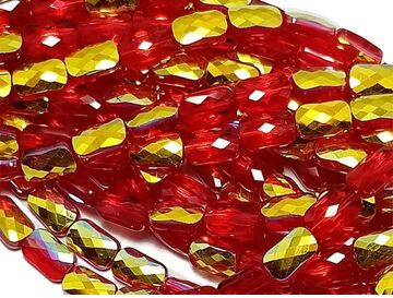 Tofy Red & Yellow Rectangular Designer Crystal Beads