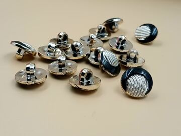 White & Black Circular Down Hole Polyester Buttons