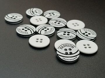White Circular 4 Hole Polyester Buttons