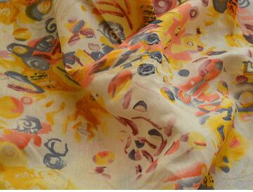 Yellow Floral Premium Modal Chanderi Silk Fabric