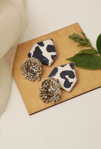 Handmade Colored Printed Fabric Designer Partywear Women Earring