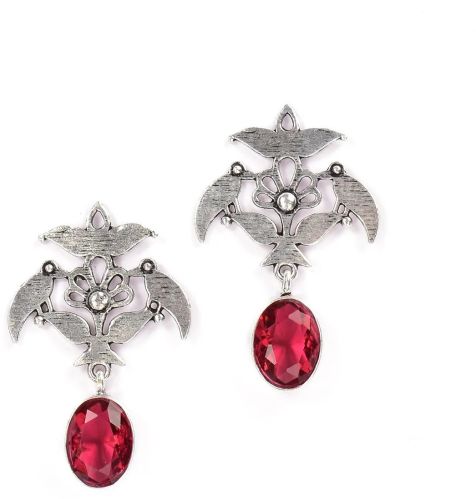 Ruby Red Brass Women Earrings