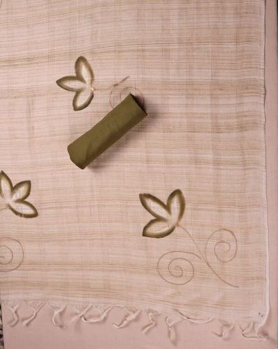 Mirror Work Cotton Suit With Hand Brush Painted Dupatta