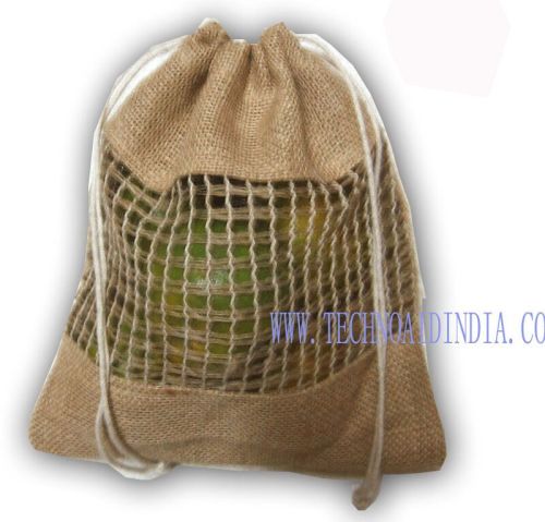 Jute Drawstring Bags With Window 1107