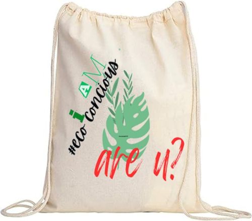 6 Oz Canvas Personalized Drawstring Bag 1008, Color : Natural Color