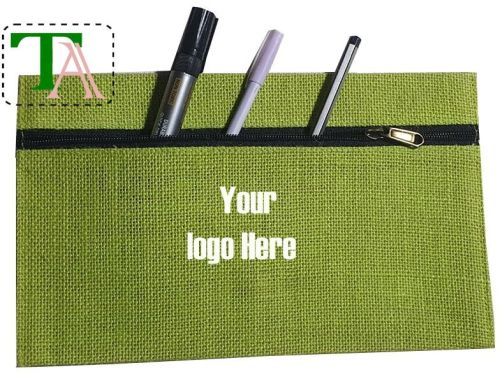 Personalized Jute Zipper Pencil Cases Custom Stationery 1006