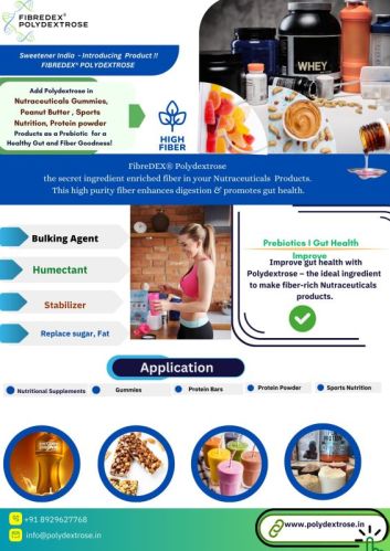 FIBREDEX polydextrose soluble fibre, Color : White, Form : Powder