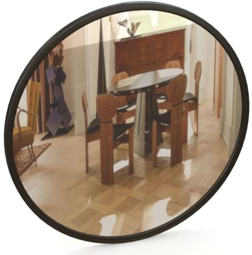 Powder Coating Metal Black Round Mirror, Frame Material : Iron For Household, Hotels, Bathroom, Interior