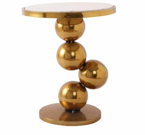 Decock Sphere Designed Side Table For Living Room In Gold Colour