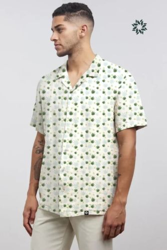 Hemp Printed Casual Wear Mens Shirt