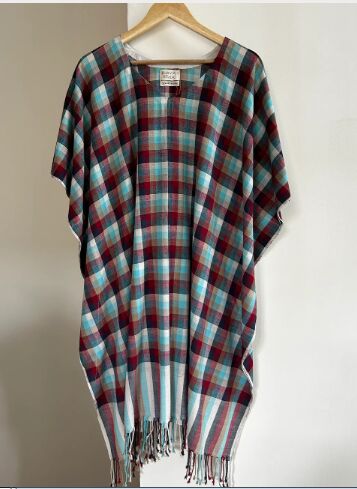 100% Khadi Cotton Martine Kaftan, Color : Multicolor One-size