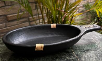 Serpentine Stone Oval Tray, Color : Black