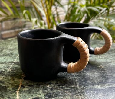 Tea Cups (set Of Two) | Longpi Black Pottery