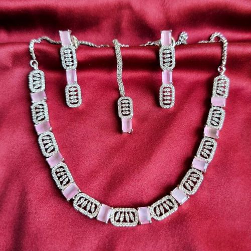 Rose Quartz Stone Silver Plated Jewelry Set