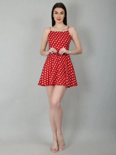 Red Polka Fit & Flare Mini Women Dress