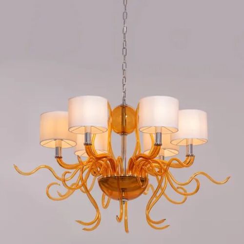Mixed Emotions (large, Chrome, Amber, White) Clear Glass Chandelier