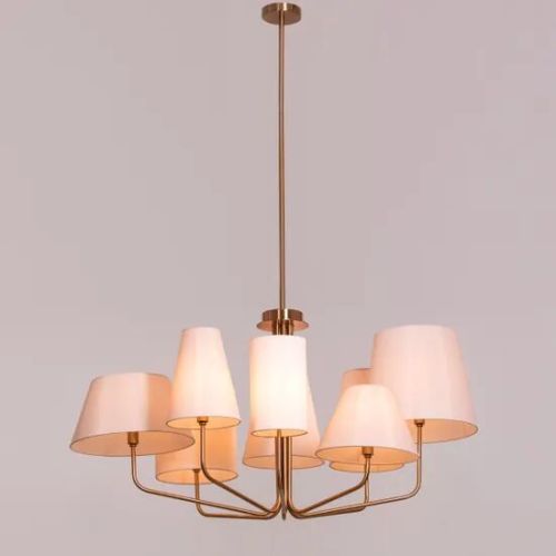 News Is Everywhere (large, Gold, Beige) Fabric Chandelier