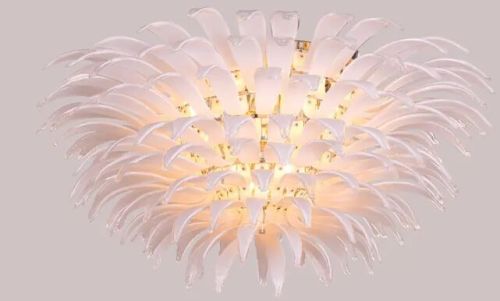One More Try (large, Gold, White) Tinted Glass Chandelier