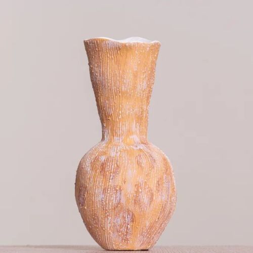 Orange Is The New (long, Black, Orange) Textured Ceramic Vase