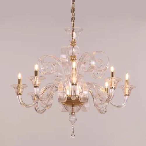 String Of Pearls (large, Gold) Textured Glass Chandelier