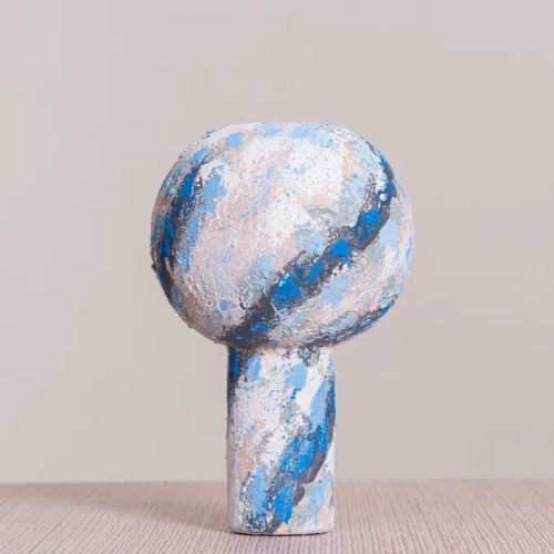 Sunset Skies (white/ Black/ Blue) Textured Ceramic Vase