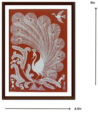 Beautiful Peacock Warli Painting (brown), Specialities : Traditional, Wall Décor, Handmade