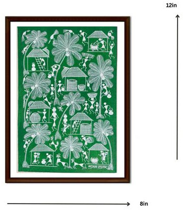 Daily Life Of Tribals Warli Painting (green) Wls185