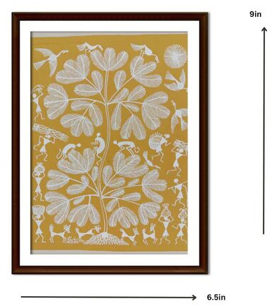 Huge Tree Warli Painting (yellow) Wls144, Specialities : Wall Décor