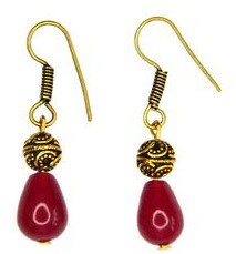 Naga Earring (maroon Colour) - Naga Tribe Inspired Handmade