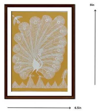 Peacock Warli Painting (yellow) Wls145, Specialities : Traditional, Wall Décor