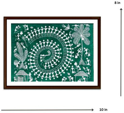 Tarpa Dance Warli Painting (green) Wls171, Specialities : Wall Décor