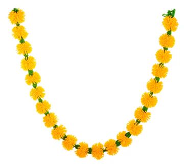 Vibrant Yellow Woolen Flower String