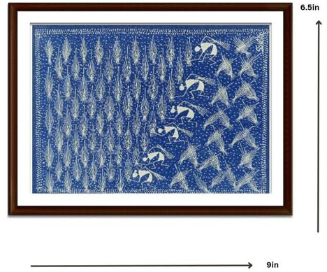 Village Tarpa Dance Painting (blue) Wls13, Specialities : Warli Art, Wall Décor