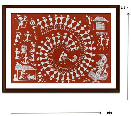 Village Tarpa Dance Painting (brown)wls53, Specialities : Warli Art, Traditional, Wall Décor, Handmade