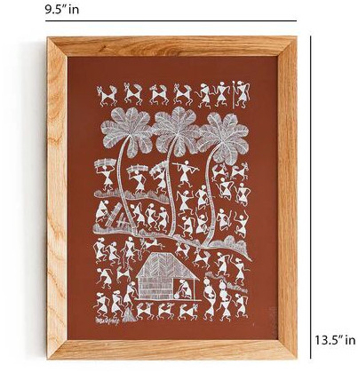 Warli Painting-life Of Tribals (brown), Specialities : Wall Décor, Exclusive Show-piece