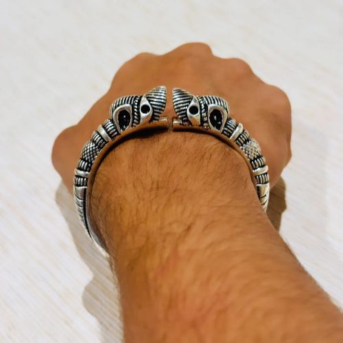 925 The Makara Silver Cuff Bracelet Customised Everyday Wear, Gender : Male